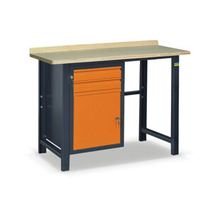 NABBI SS01L/C pracovný stôl so zverákom grafit / oranžová