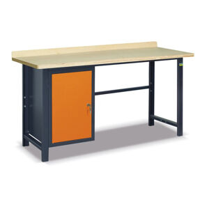NABBI SS02L/A pracovný stôl so zverákom grafit / oranžová