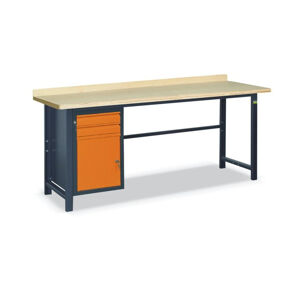 NABBI SS03L/C pracovný stôl so zverákom grafit / oranžová