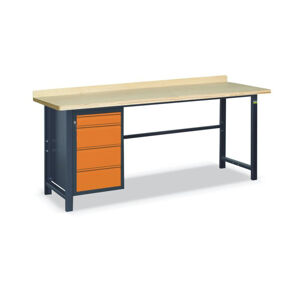 NABBI SS03L/F pracovný stôl so zverákom grafit / oranžová