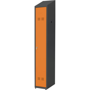 NABBI SUPE 300-01 DASZEK kovová šatňová skriňa so šikmou strechou grafit / oranžová