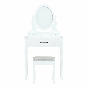 TEMPO KONDELA Linet New toaletný stolík s taburetkou biela / strieborná / zlatá