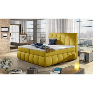 NABBI Vareso 140 čalúnená manželská posteľ s úložným priestorom žltá