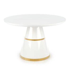 HALMAR Vegas okrúhly jedálenský stôl biely lesk / zlatá