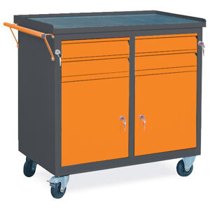 NABBI WW01G/CC dielenský vozík na kolieskach so zámkom grafit / oranžová
